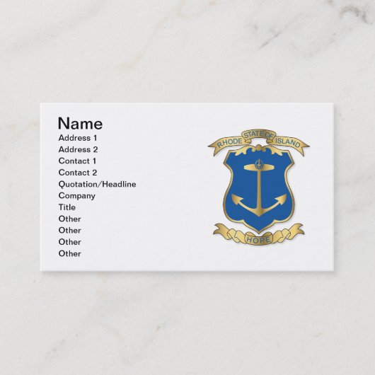 Carte De Visite Armoiries de l'État de Rhode Island (Devant)
