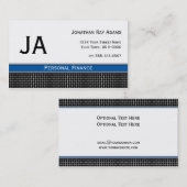 Carte De Visite Armure bleue et argentée noire masculine en métal (Devant / Derrière)