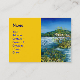Carte De Visite ARNO RIVER À ROVEZZANO Florence Italie jaune bleu