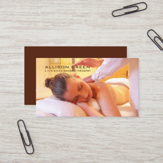 Carte De Visite Aromathérapie Acupression Reiki Massage thérapeuti (Devant/Arrière en situation)