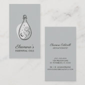 Carte De Visite Aromathérapie Élégante Gris Essential Oils (Devant / Derrière)