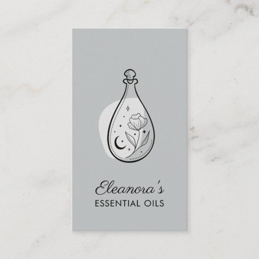 Carte De Visite Aromathérapie Élégante Gris Essential Oils (Devant)