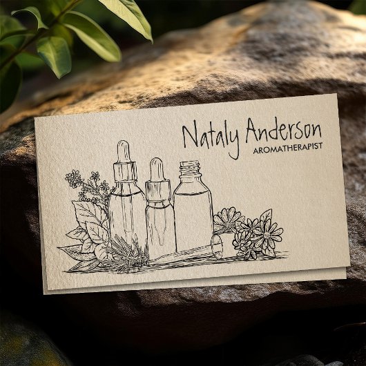 Carte De Visite Aromathérapie huiles Crayon croquis