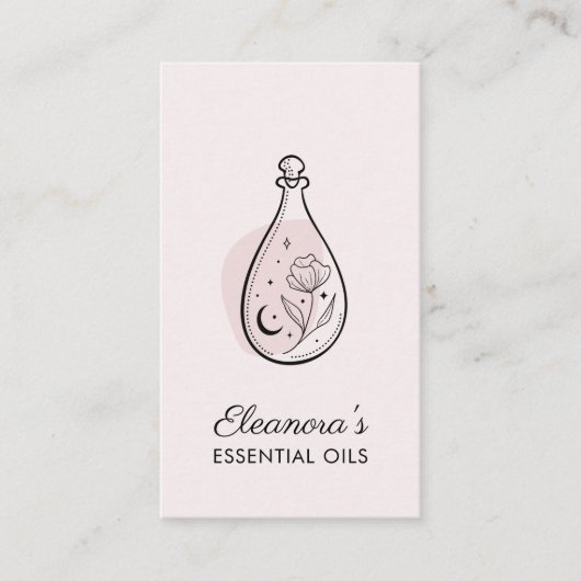 Carte De Visite Aromathérapie pour huiles essentielles de rose pâl (Devant)