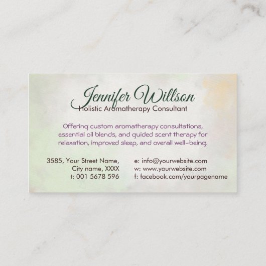 Carte De Visite Aromathérapie Pratique Aquarelle Illustration (Dos)