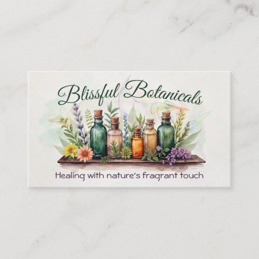 Carte De Visite Aromathérapie Pratique Aquarelle Illustration (Devant)