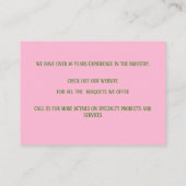 Carte De Visite Arrangement de fleurs rose (Dos)