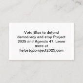 Carte De Visite Arrêter le projet 2025 et Action 47 (Dos)