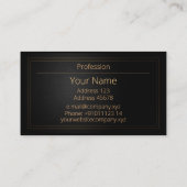 Carte De Visite Arrière - plan à cadre doré reflet noir brossé (Dos)