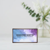 Carte De Visite Arrière - plan aquarelle | Bordure en bois (Debout devant)