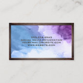 Carte De Visite Arrière - plan aquarelle | Bordure en bois (Dos)