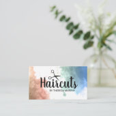 Carte De Visite Arrière - plan aquarelle | Ciseaux | Coupe de chev (Debout devant)