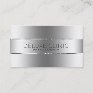 Carte De Visite Arrière - plan argenté métallique brillant