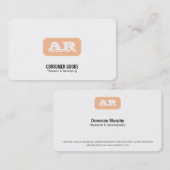 Carte De Visite Arrière - plan arrondi Monogramme (abricot) (Devant / Derrière)