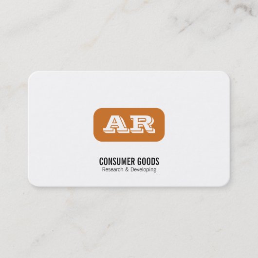 Carte De Visite Arrière - plan arrondi Monogramme (orange) (Devant)