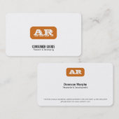 Carte De Visite Arrière - plan arrondi Monogramme (orange) (Devant / Derrière)