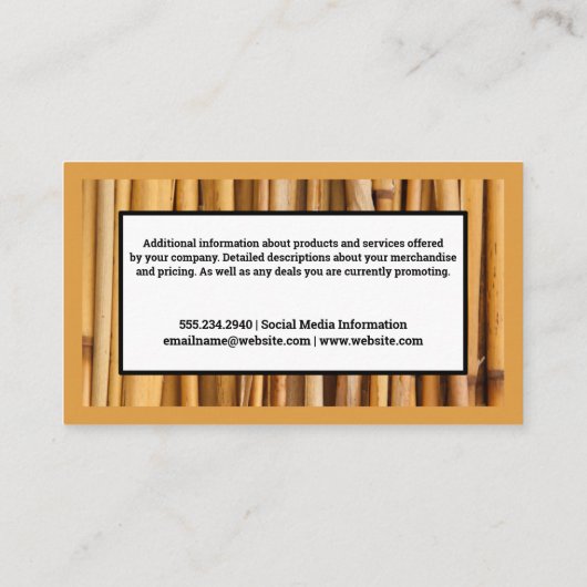 Carte De Visite Arrière - plan bambou (Dos)