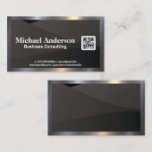 Carte De Visite Arrière - plan Black Waves | Code QR (Devant / Derrière)