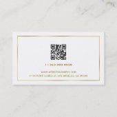 Carte De Visite Arrière - plan blanc à bordure or simple, code QR (Dos)
