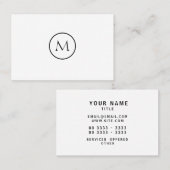 Carte De Visite Arrière - plan blanc décoré d'un monogramme (Devant / Derrière)