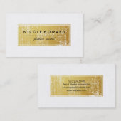 Carte De Visite Arrière - plan blanc élégant Faux Gold Grunge Fram (Devant / Derrière)