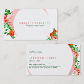 Carte De Visite Arrière - plan blanc moderne et roses roses roses (Devant / Derrière)