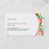 Carte De Visite Arrière - plan blanc moderne et roses roses roses (Dos)