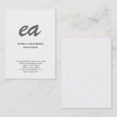 Carte De Visite Arrière - plan blanc monogramme gris moderne (Devant / Derrière)