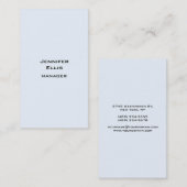 Carte De Visite Arrière - plan bleu clair vertical Plain moderne (Devant / Derrière)