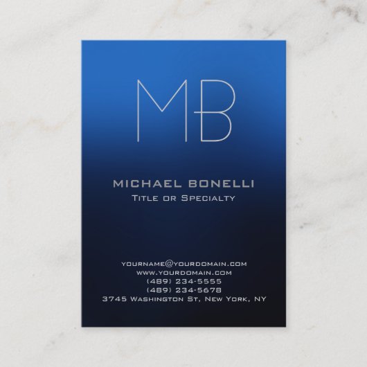 Carte de visite arrière - plan bleu moderne à la m (Devant)