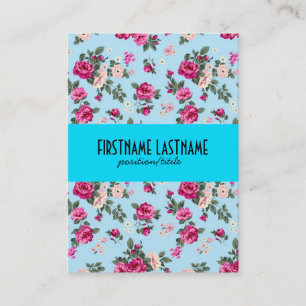 Carte De Visite Arrière - plan bleu rose Roses