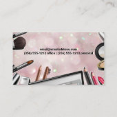 Carte De Visite Arrière - plan Bokeh Pink | Brosses de maquillage (Dos)