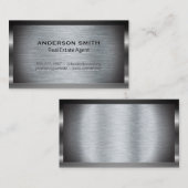 Carte De Visite Arrière - plan brossé métallique | Bordure métalli (Devant / Derrière)