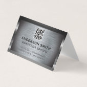 Carte De Visite Arrière - plan brossé métallique | Code QR (Devant)