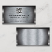 Carte De Visite Arrière - plan brossé métallique | Code QR (Devant / Derrière)