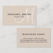 Carte De Visite Arrière - plan couleur amande Monogram (Devant / Derrière)