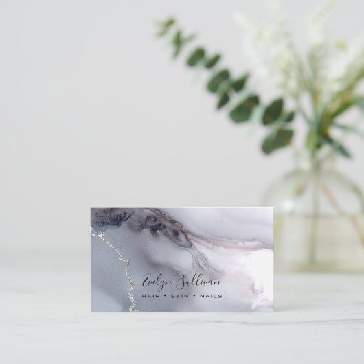 Carte De Visite arrière - plan d'agate d'aquarelle gris (Debout devant)