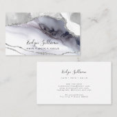 Carte De Visite arrière - plan d'agate gris aquarelle (Devant / Derrière)