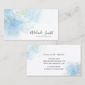 Carte De Visite arrière - plan d'aquarelle bleu (Devant / Derrière)