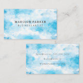 Carte De Visite Arrière - plan d'aquarelle bleu contemporain (Devant / Derrière)