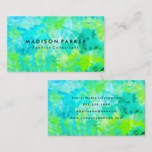 Carte De Visite Arrière - plan d'aquarelle moderne (Devant / Derrière)