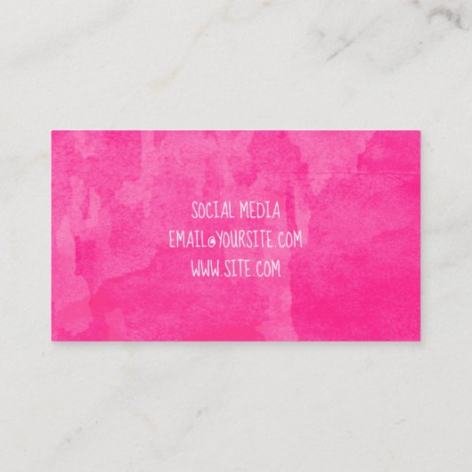 Carte De Visite Arrière - plan d'aquarelle rose chaud (Dos)