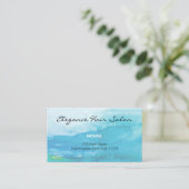carte de visite arrière - plan d'aquarelle Turquoi (Debout devant)
