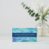 Carte De Visite Arrière - plan d'aquarelle turquoise avec bande de (Debout devant)