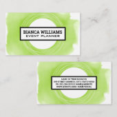 Carte De Visite Arrière - plan d'aquarelle verte | Artistique (Devant / Derrière)