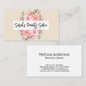 Carte De Visite Arrière - plan d'arrangement de fleurs roses (Devant / Derrière)