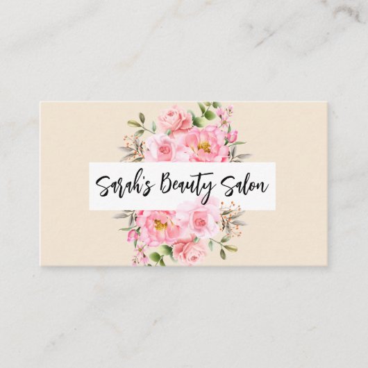Carte De Visite Arrière - plan d'arrangement de fleurs roses (Devant)