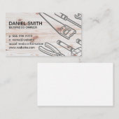 Carte De Visite Arrière - plan de bois | Outils de construction (Devant / Derrière)