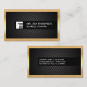 Carte De Visite Arrière - plan de carreaux noirs | Bordure métalli (Devant / Derrière)