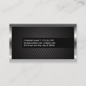 Carte De Visite Arrière - plan de carreaux noirs | Frontière métal (Dos)